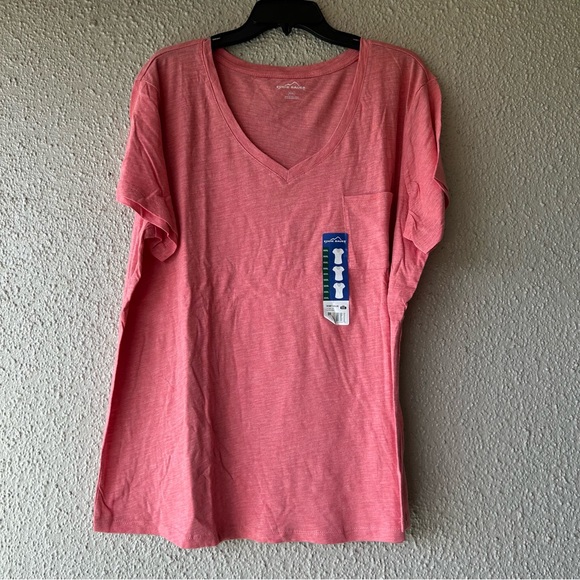 Eddie Bauer Tops - Eddie Bauer women’s v neck t shirt XXXL salmon color new NWT